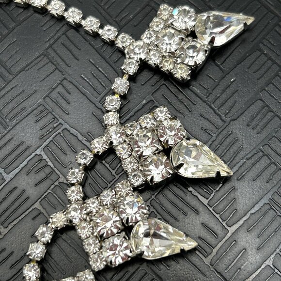 Vintage Rhinestone Jewelry Set Necklace Bracelet Earrings Bridal Prom Formal - Picture 6 of 12